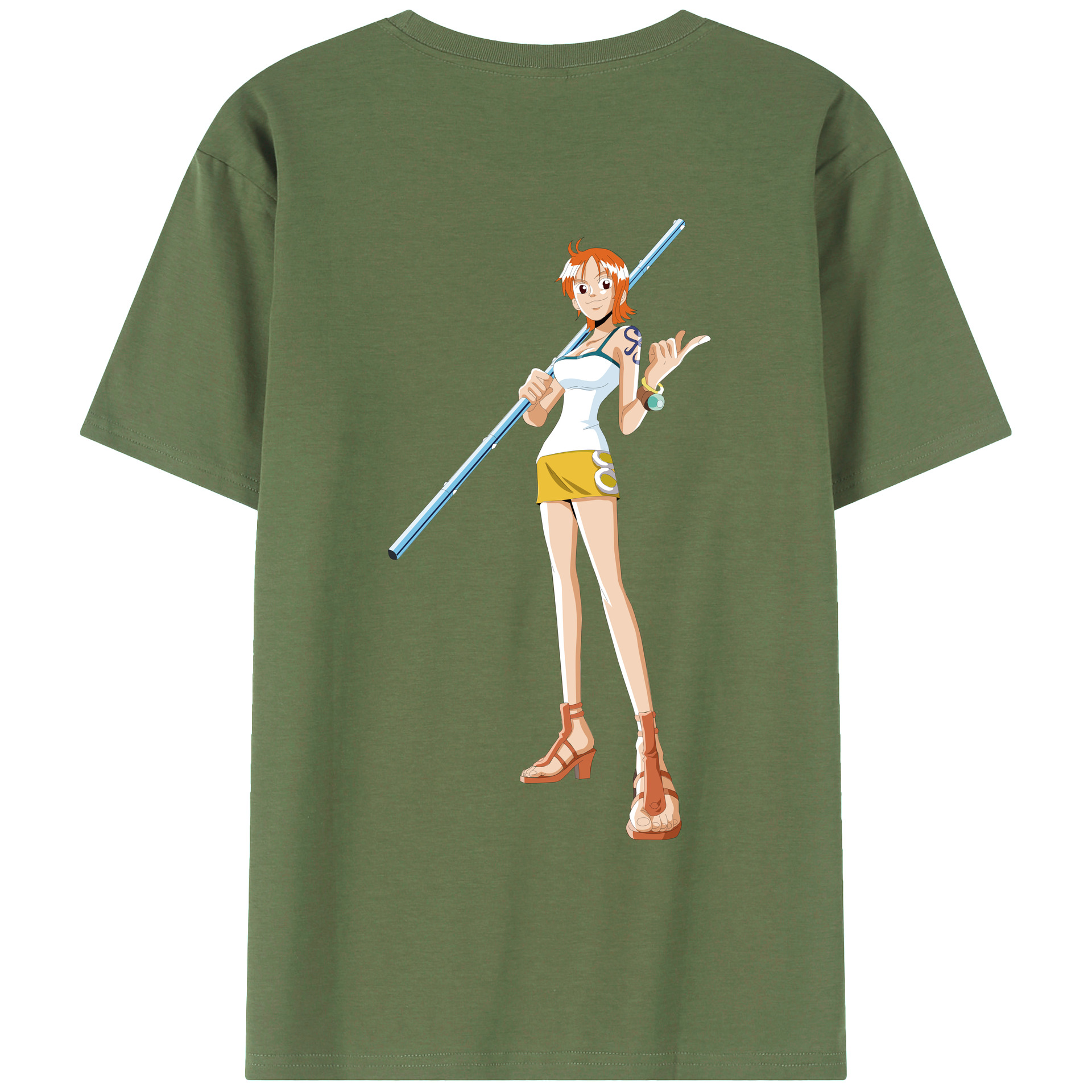 （画像用） ワンピース ナミ ONE PIECE Nami 綿100％ メンズ半袖Tシャツ（バックプリント） 通気性